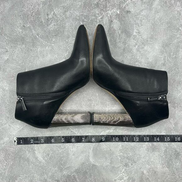 Michael Kors Paloma Black Bootie Boots Size 6.5 M Leather Block Heels Pointed - Picture 12 of 16